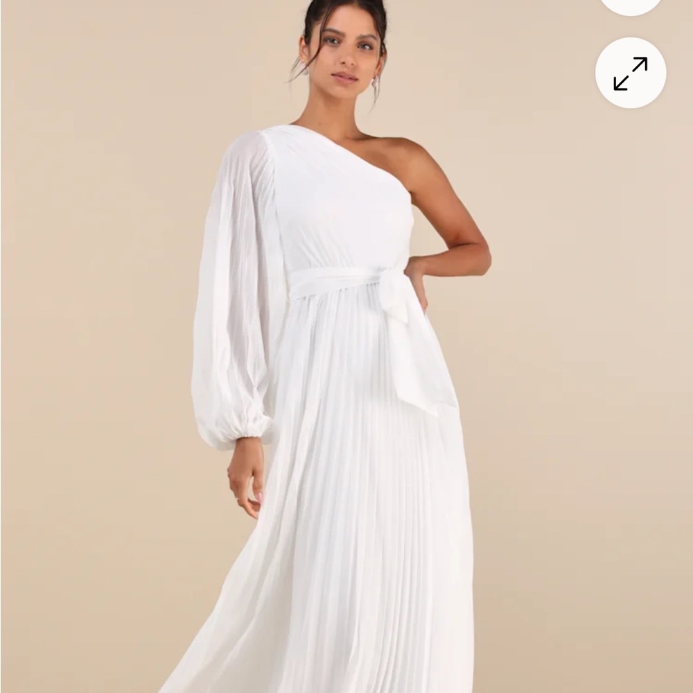 Worn Once Lulu’s Elegant One-Shoulder White Dress